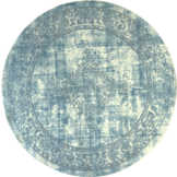Istanbul Vintage - Laagpolig Vloerkleed - Rond - Retro Tapijt - Creme Blauw