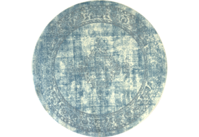 Istanbul Vintage - Laagpolig Vloerkleed - Rond - Retro Tapijt - Creme Blauw