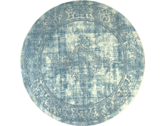 Istanbul Vintage - Laagpolig Vloerkleed - Rond - Retro Tapijt - Creme Blauw