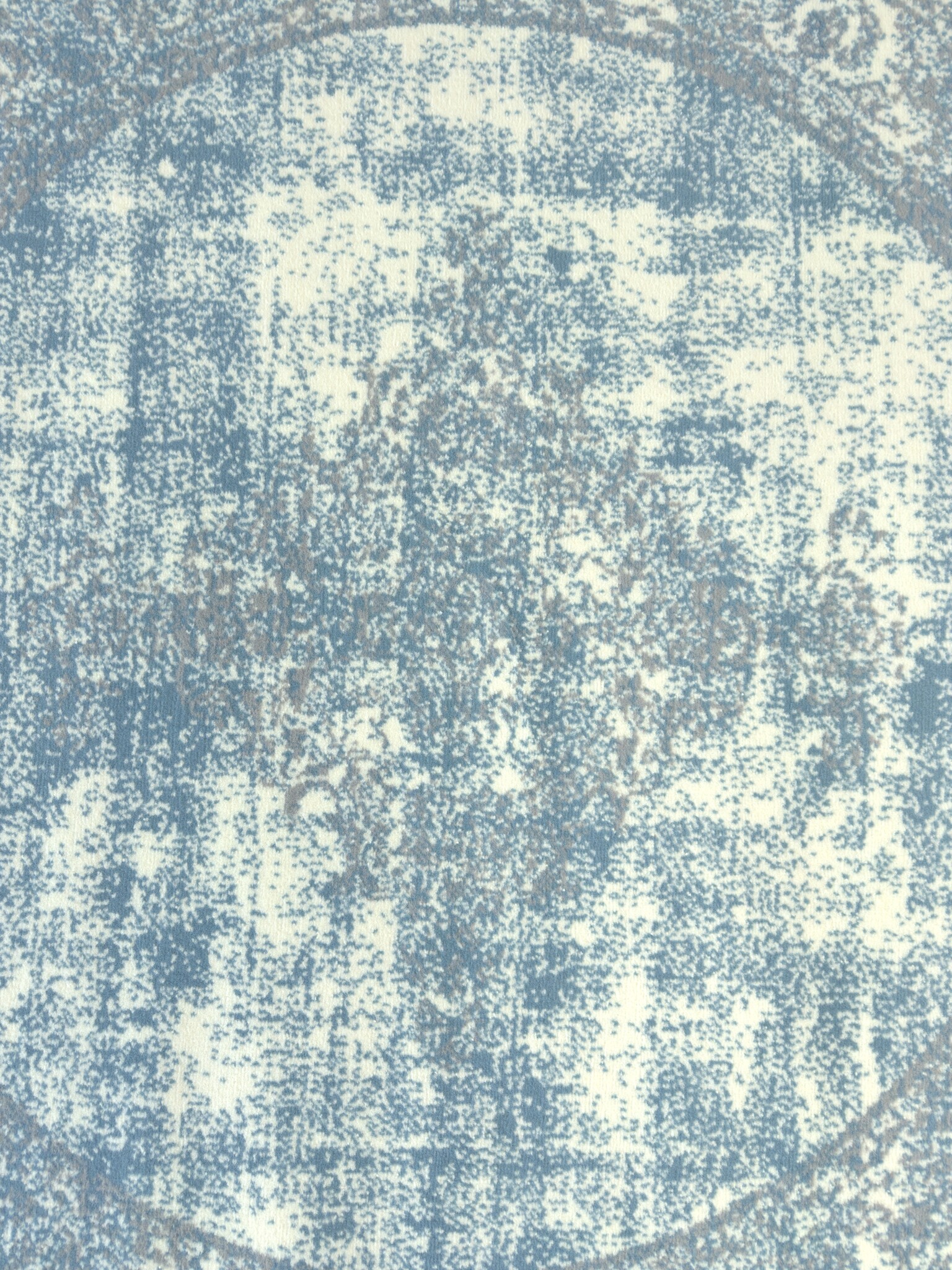Istanbul Vintage - Laagpolig Vloerkleed - Rond - Retro Tapijt - Creme Blauw
