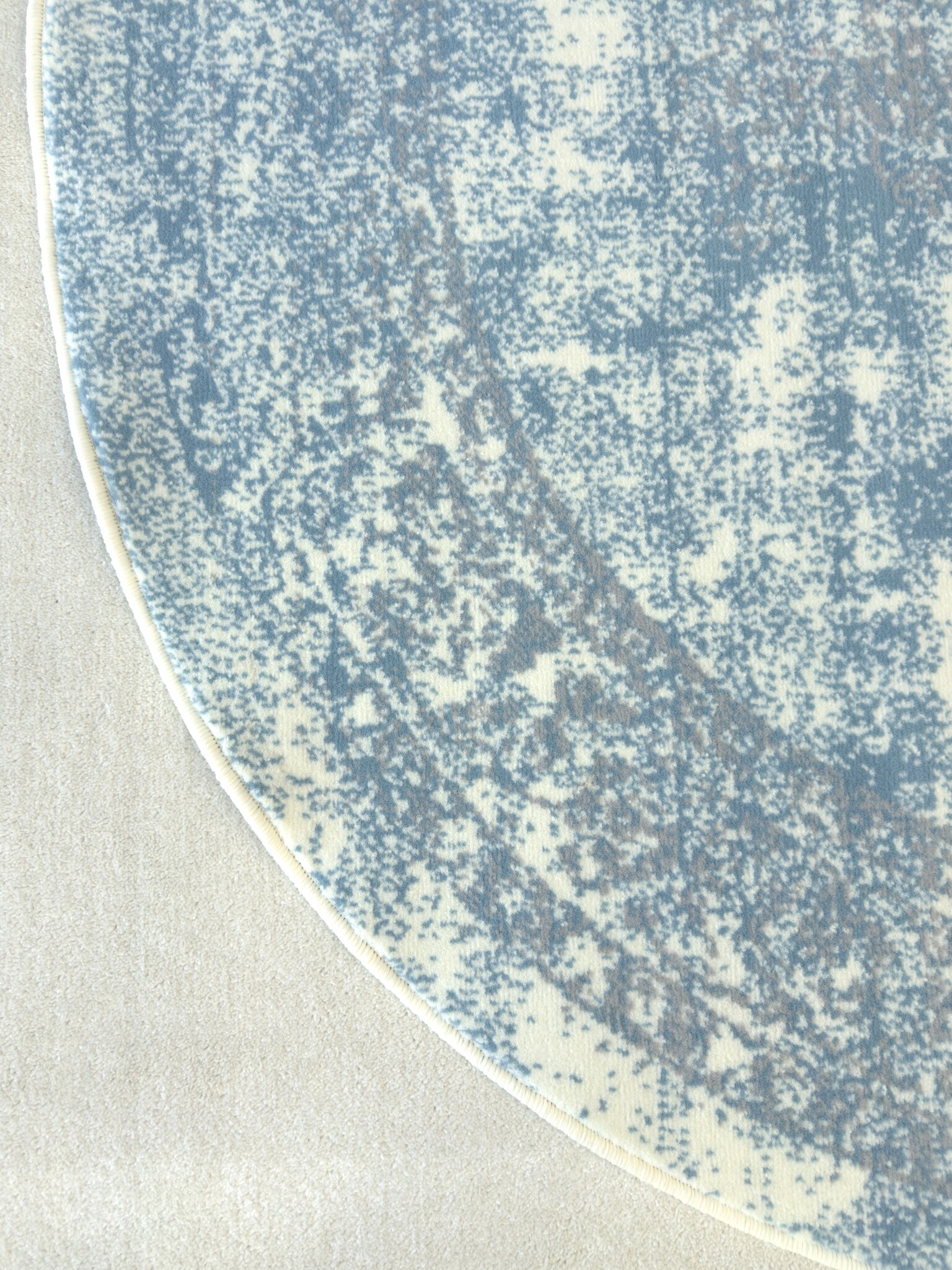 Istanbul Vintage - Laagpolig Vloerkleed - Rond - Retro Tapijt - Creme Blauw