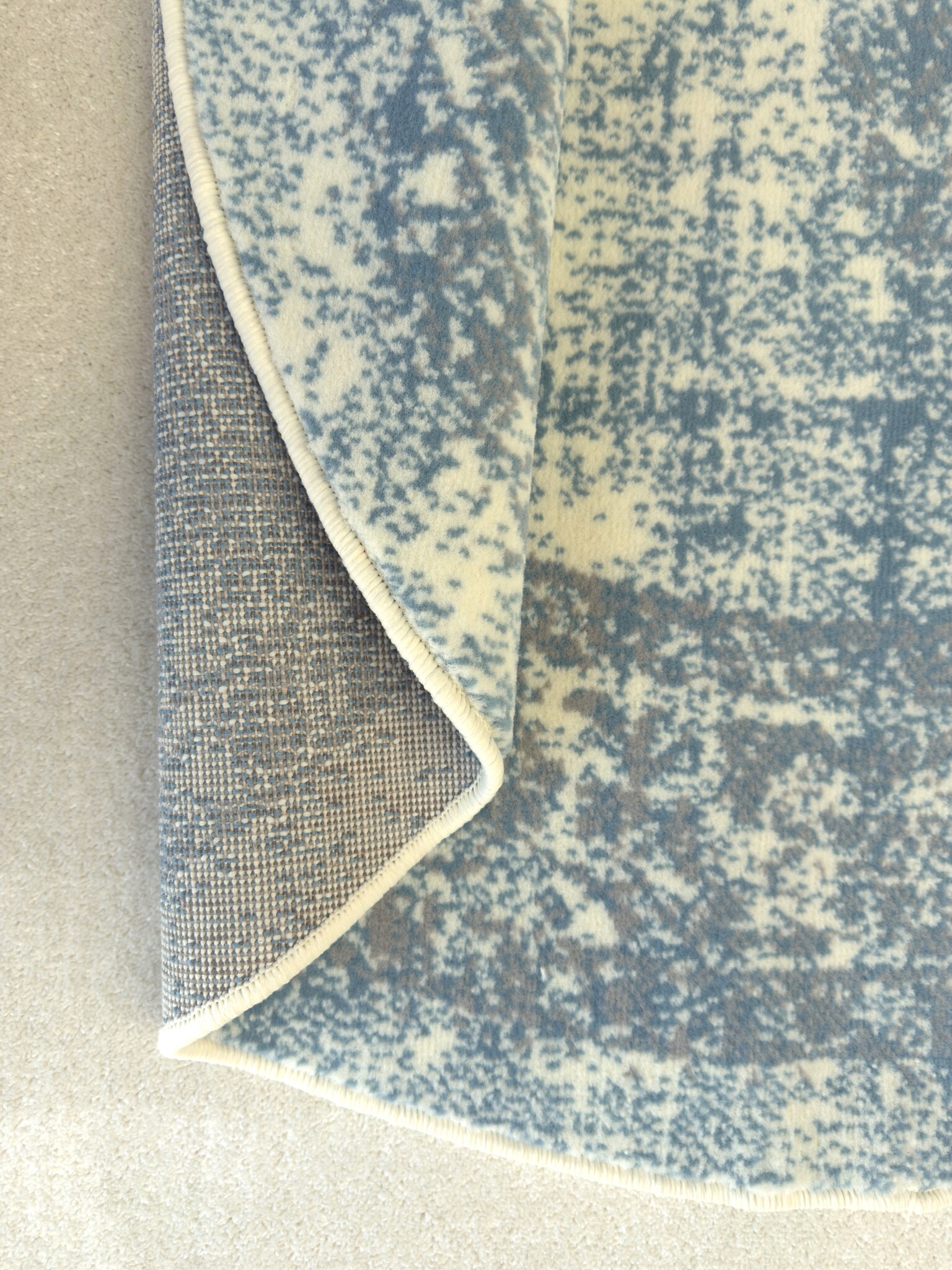 Istanbul Vintage - Laagpolig Vloerkleed - Rond - Retro Tapijt - Creme Blauw