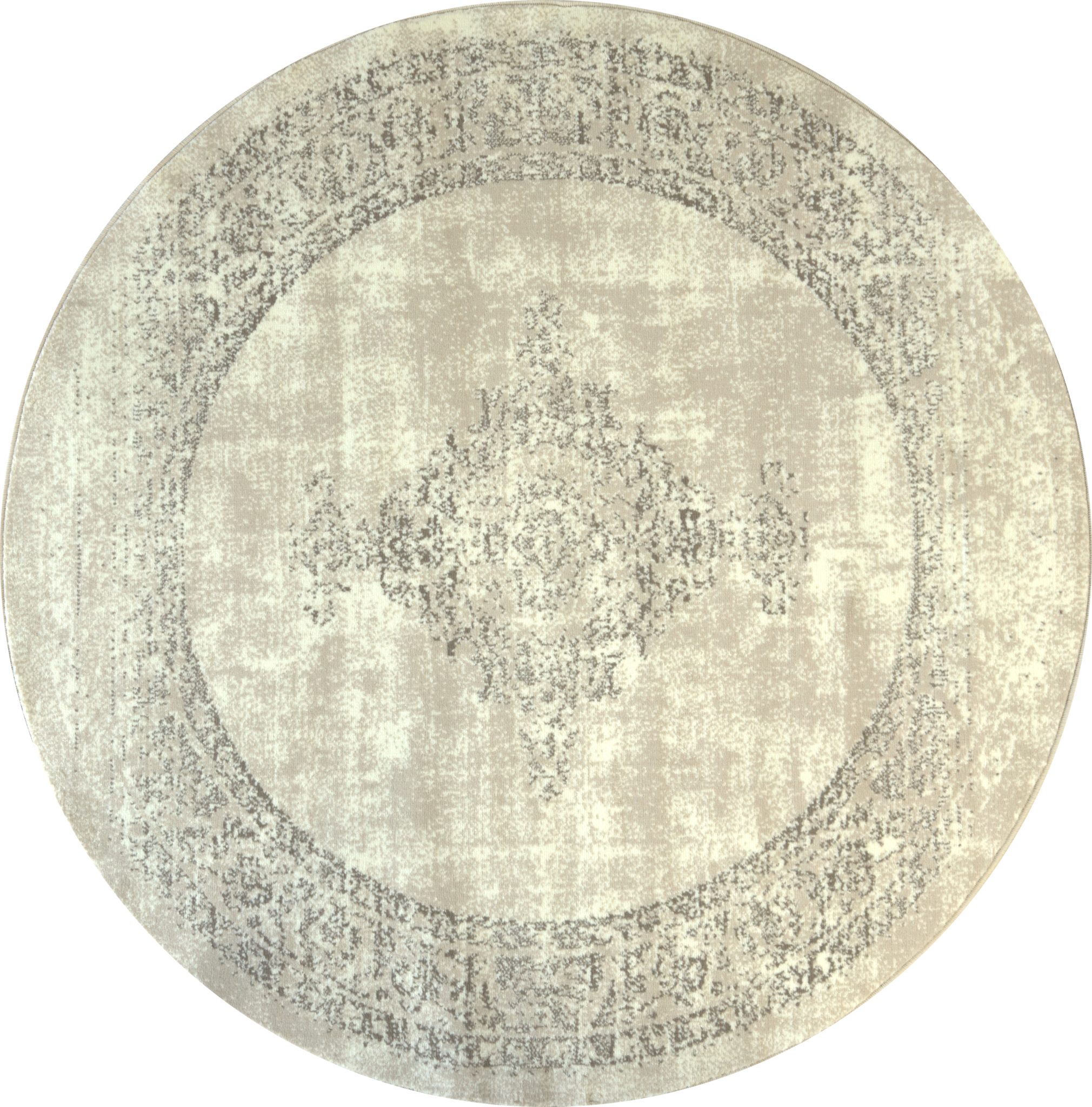 Istanbul Vintage - Laagpolig Vloerkleed - Rond - Retro Tapijt - Creme