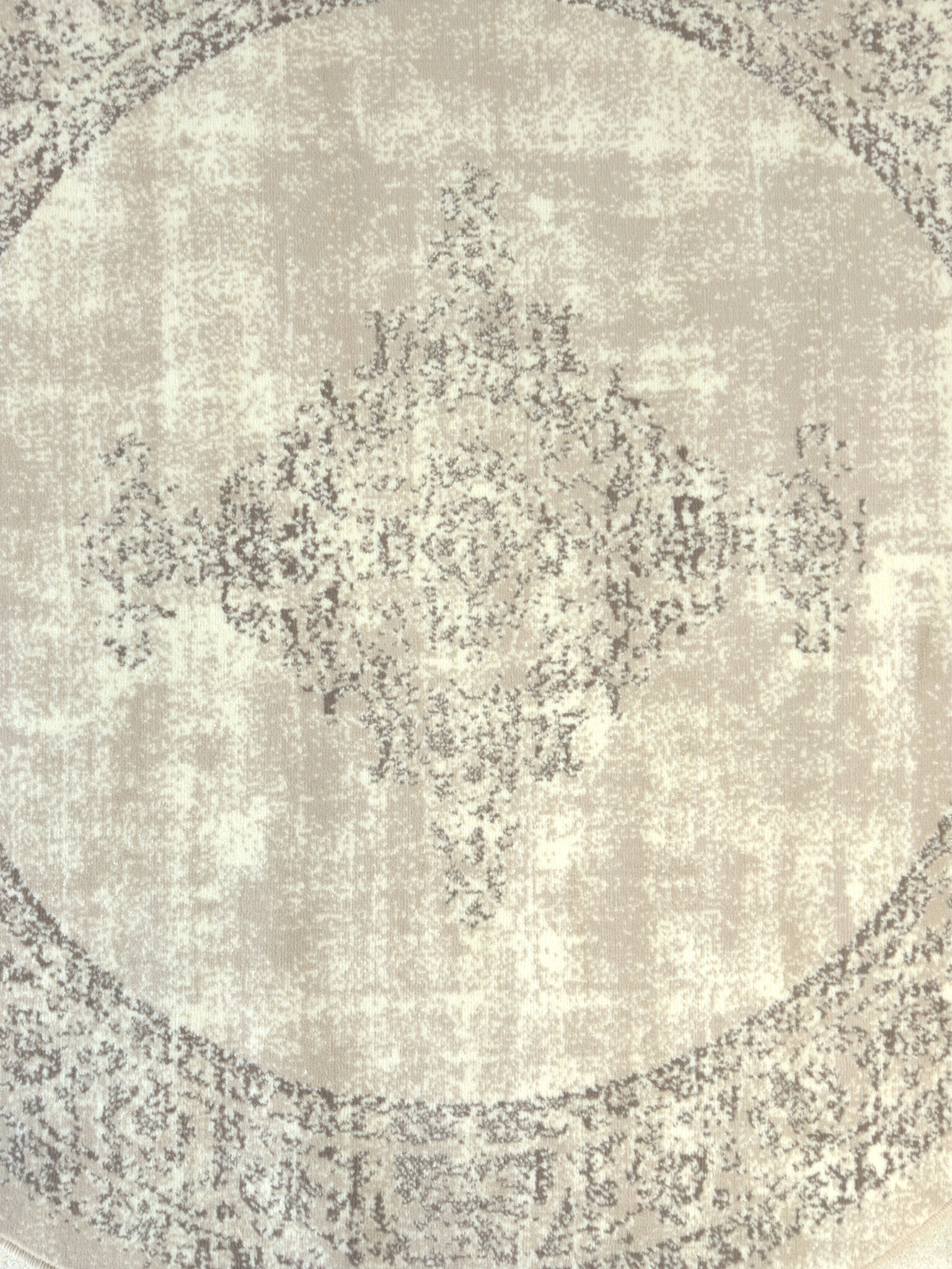 Istanbul Vintage - Laagpolig Vloerkleed - Rond - Retro Tapijt - Creme