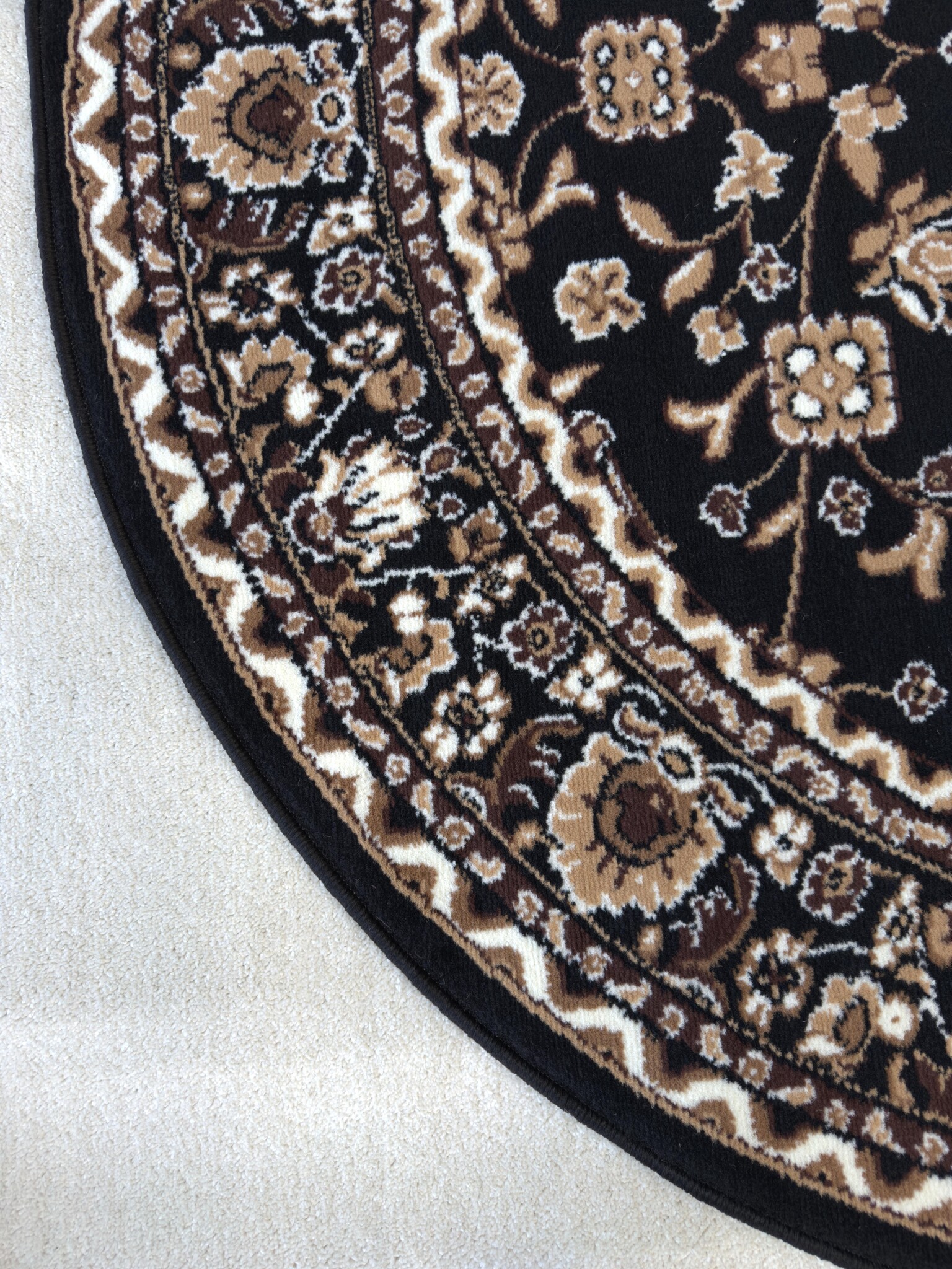Nain Klassiek - Rond - Laagpolig Oosters Vloerkleed - Vintage Tapijt - Zwart