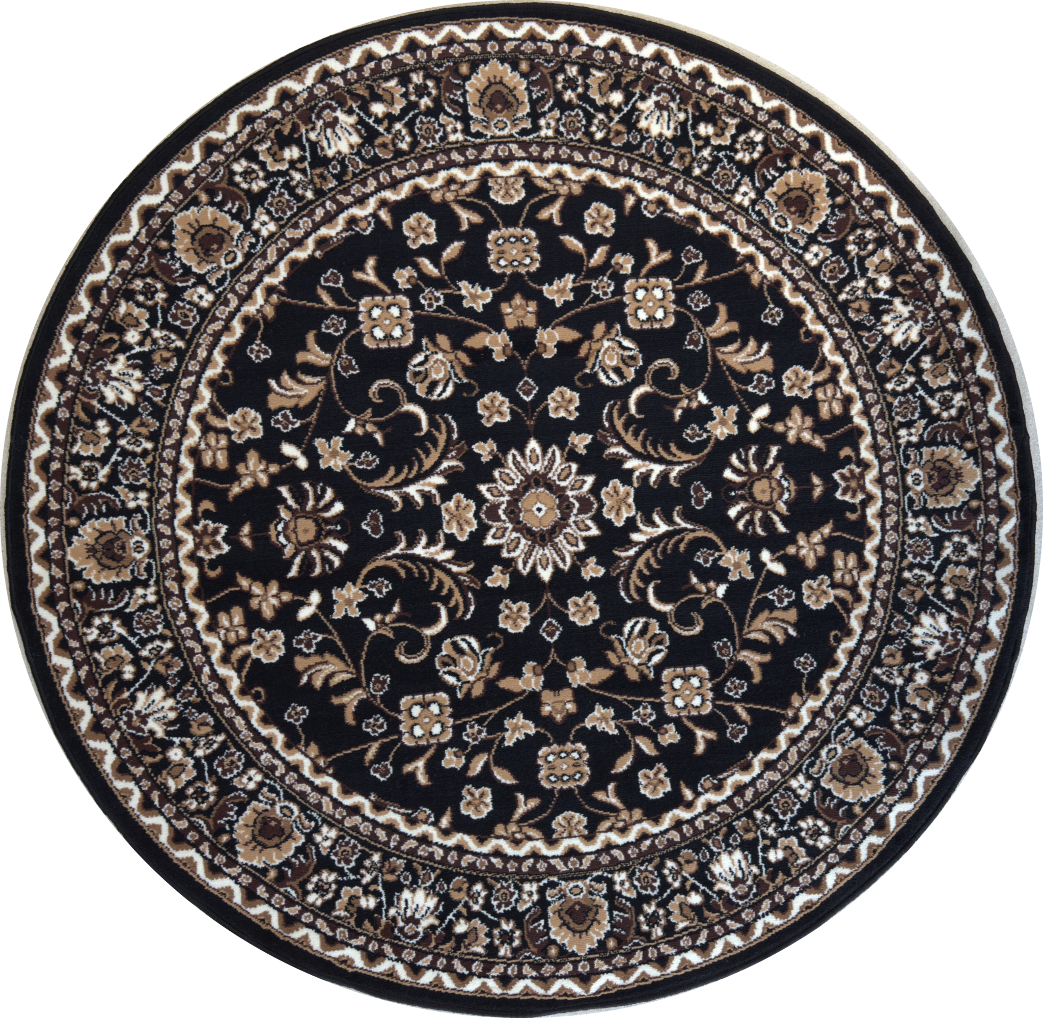 Nain Klassiek - Rond - Laagpolig Oosters Vloerkleed - Vintage Tapijt - Zwart