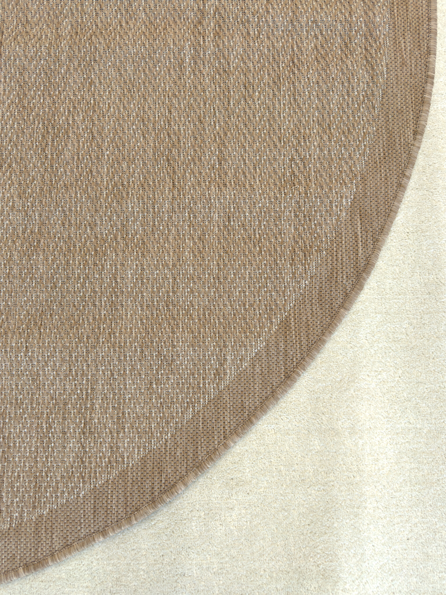 Brussels Kader Buitenkleed – Ovaal - Effen Indoor & Outdoor Vloerkleed – Tuinkleed, Balkonkleed – Jute Beige