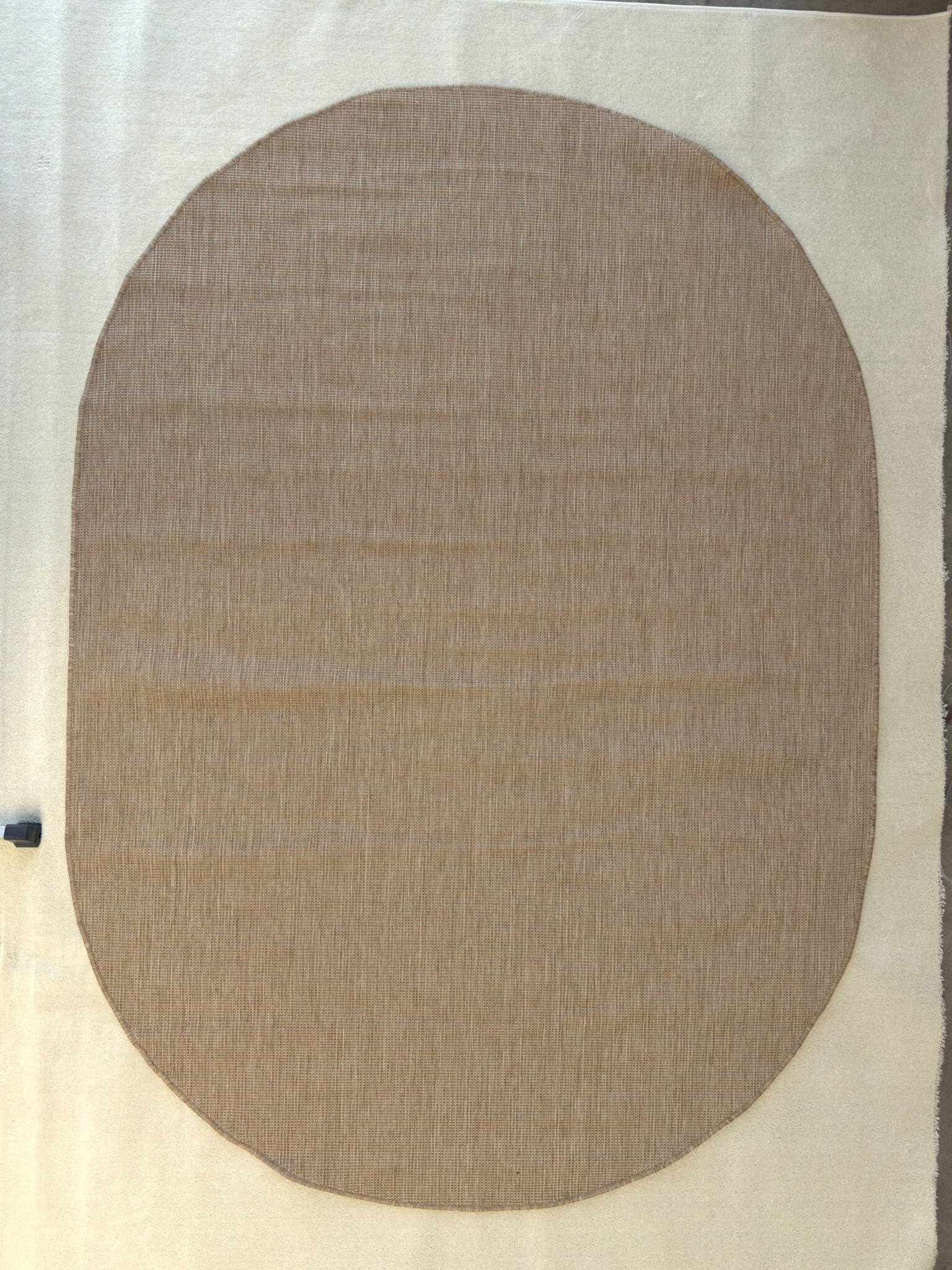 Brussels Uni Buitenkleed – Ovaal - Effen Indoor & Outdoor Vloerkleed – Tuinkleed, Balkonkleed – Jute Beige