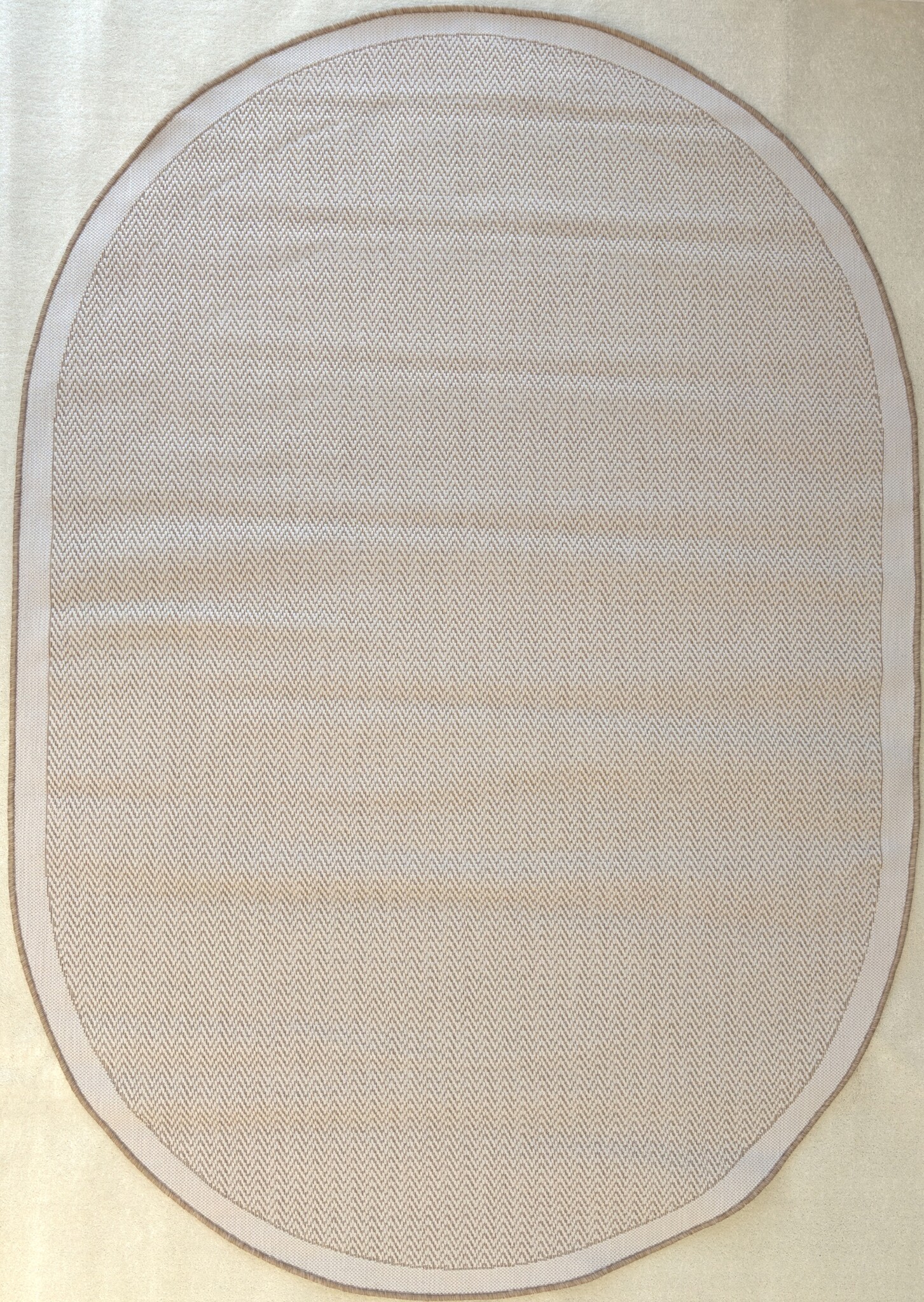 Brussels Kader Buitenkleed – Ovaal - Effen Indoor & Outdoor Vloerkleed – Tuinkleed, Balkonkleed – Jute Beige