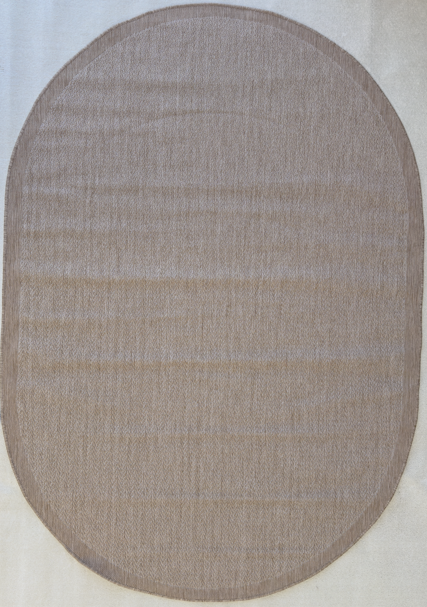 Brussels Kader Buitenkleed – Ovaal - Effen Indoor & Outdoor Vloerkleed – Tuinkleed, Balkonkleed – Jute Beige