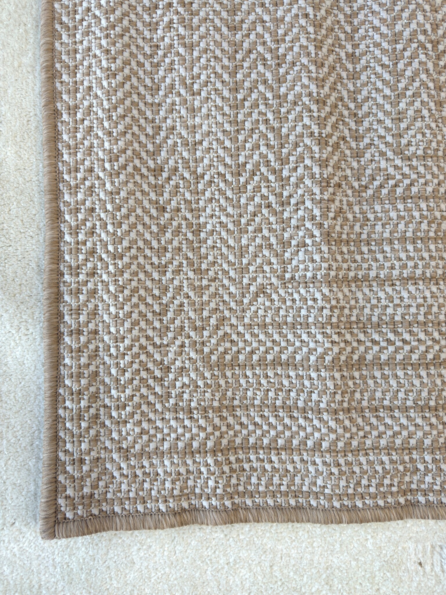 Brussels Vintage Buitenkleed – Vierkant - Indoor & Outdoor Vloerkleed – Tuinkleed, Balkonkleed – Jute Beige Wit