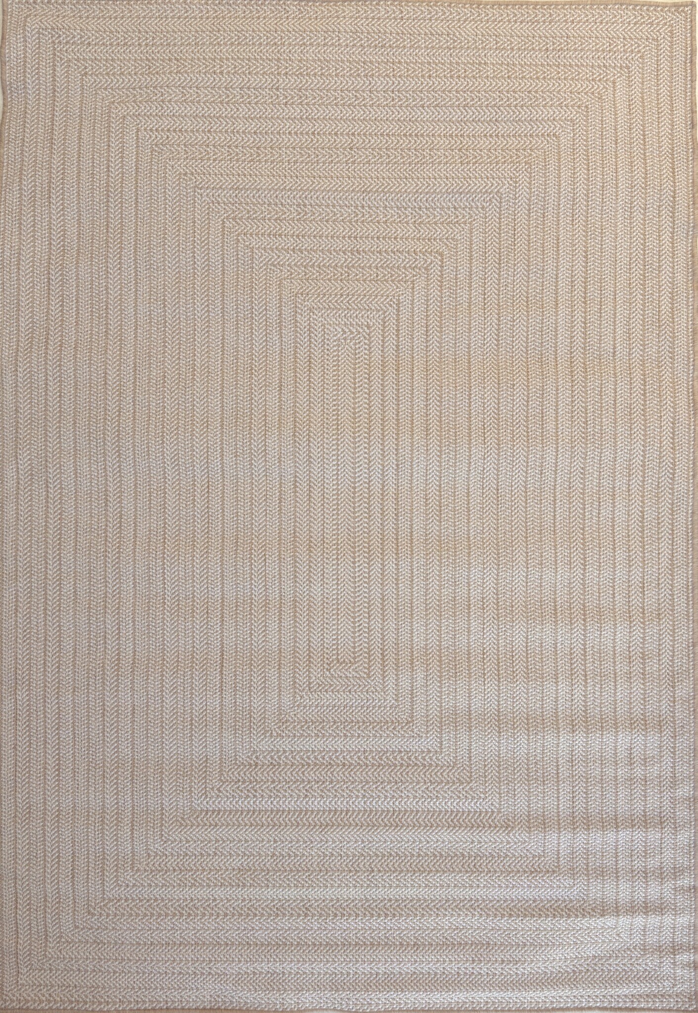 Brussels Vintage Buitenkleed – Vierkant - Indoor & Outdoor Vloerkleed – Tuinkleed, Balkonkleed – Jute Beige Wit