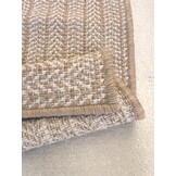 Brussels Vintage Buitenkleed – Vierkant - Indoor & Outdoor Vloerkleed – Tuinkleed, Balkonkleed – Jute Beige Wit