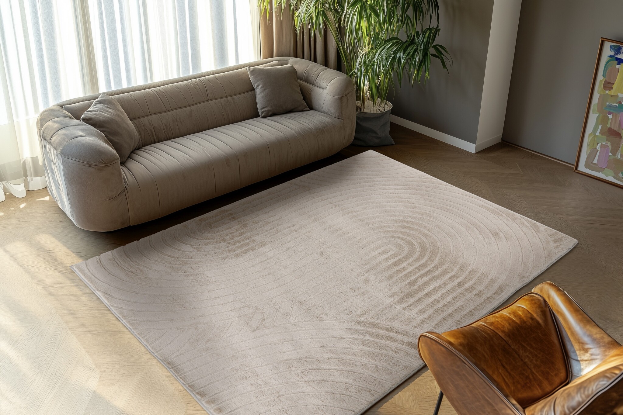 Comfort Japandi Fluffy Vloerkleed Taupe