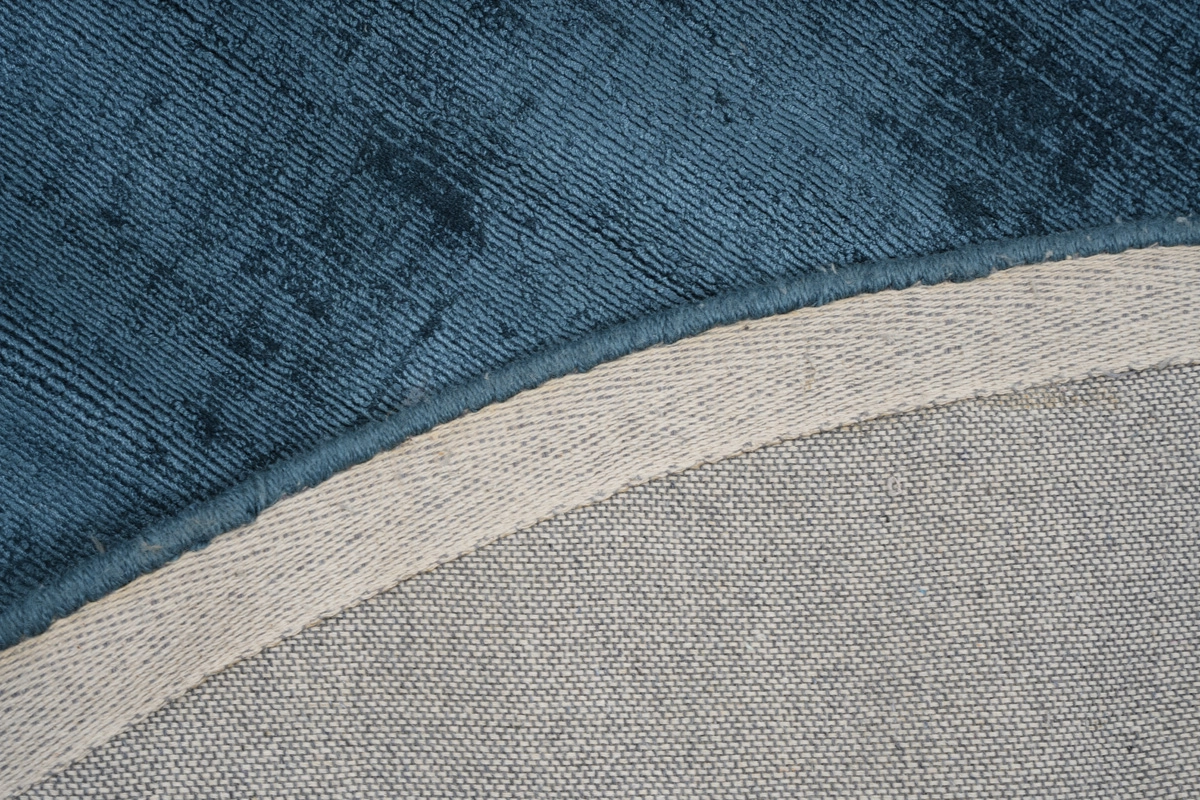 Outlet - Milan Königlich Viscose Vloerkleed Rond Laagpolig Donkerblauw