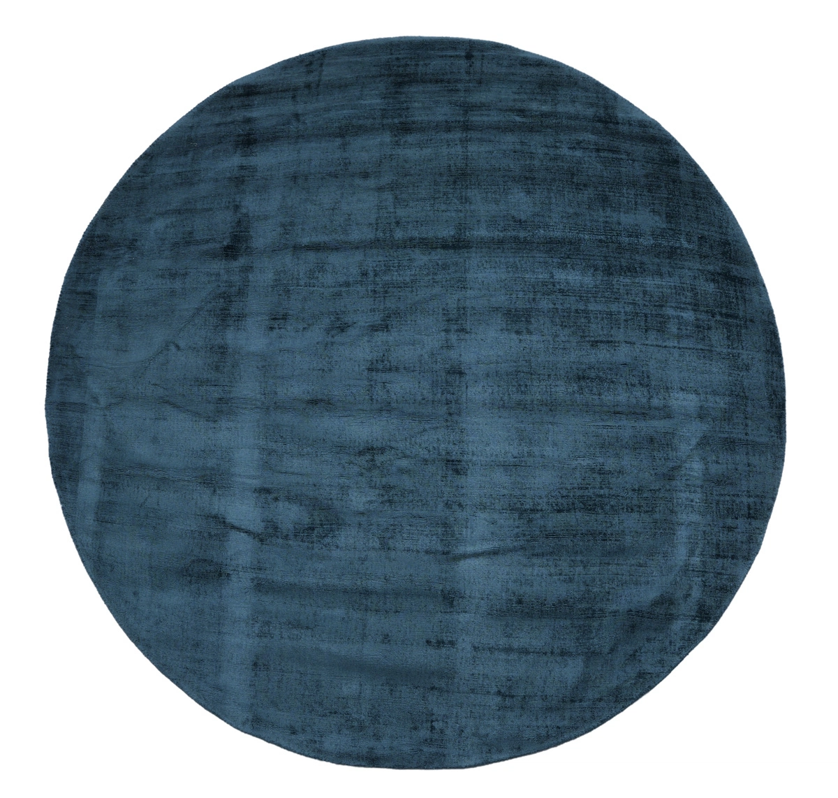 Outlet - Milan Königlich Viscose Vloerkleed Rond Laagpolig Donkerblauw