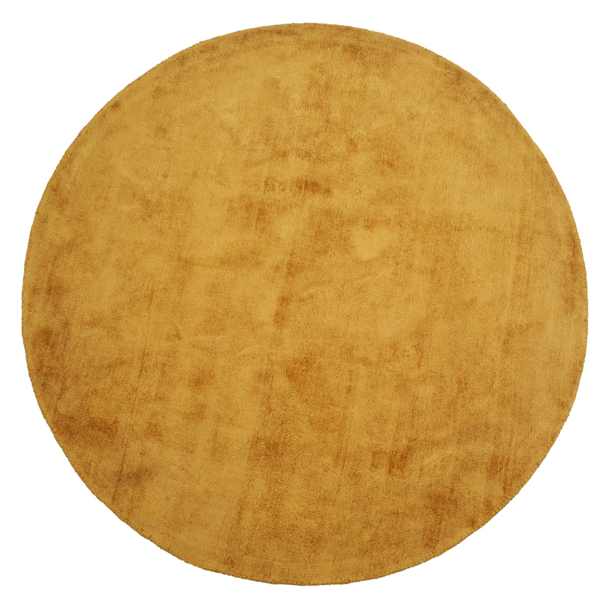 Outlet - Milan Königlich Viscose Vloerkleed Rond Laagpolig Mosterdgeel