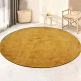 Outlet - Milan Königlich Viscose Vloerkleed Rond Laagpolig Mosterdgeel