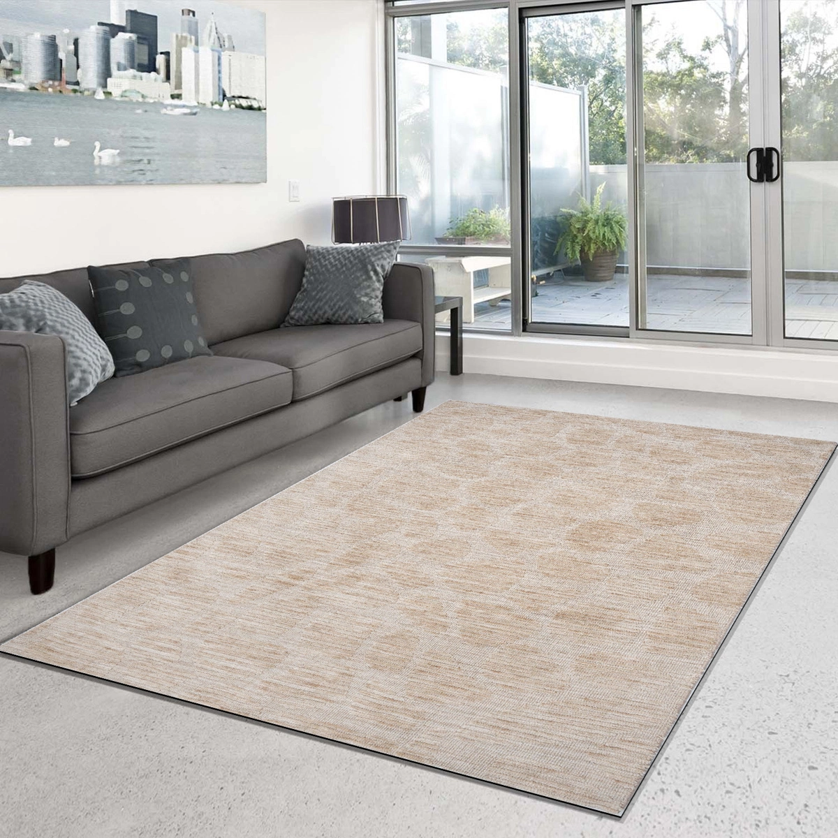 Outlet - Atmore Spots Geweven Vloerkleed Laagpolig Beige