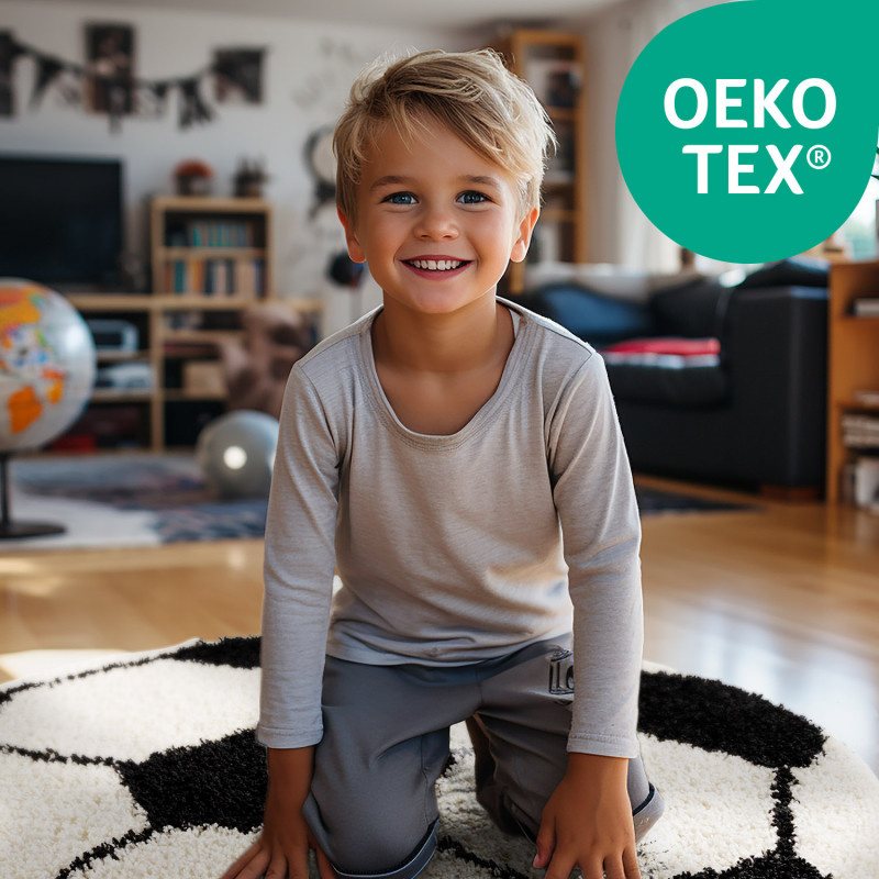 Outlet - Fun Basketbal Kinderkamer Rond Vloerkleed Hoogpolig Oranje