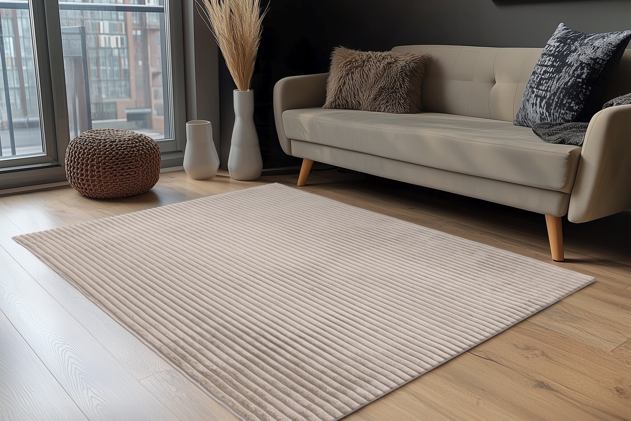 Plush Soft - Fluffy Vloerkleed - 3D Effect, Hoogpolig, 100% Polyester, Super Soft Touch - Taupe