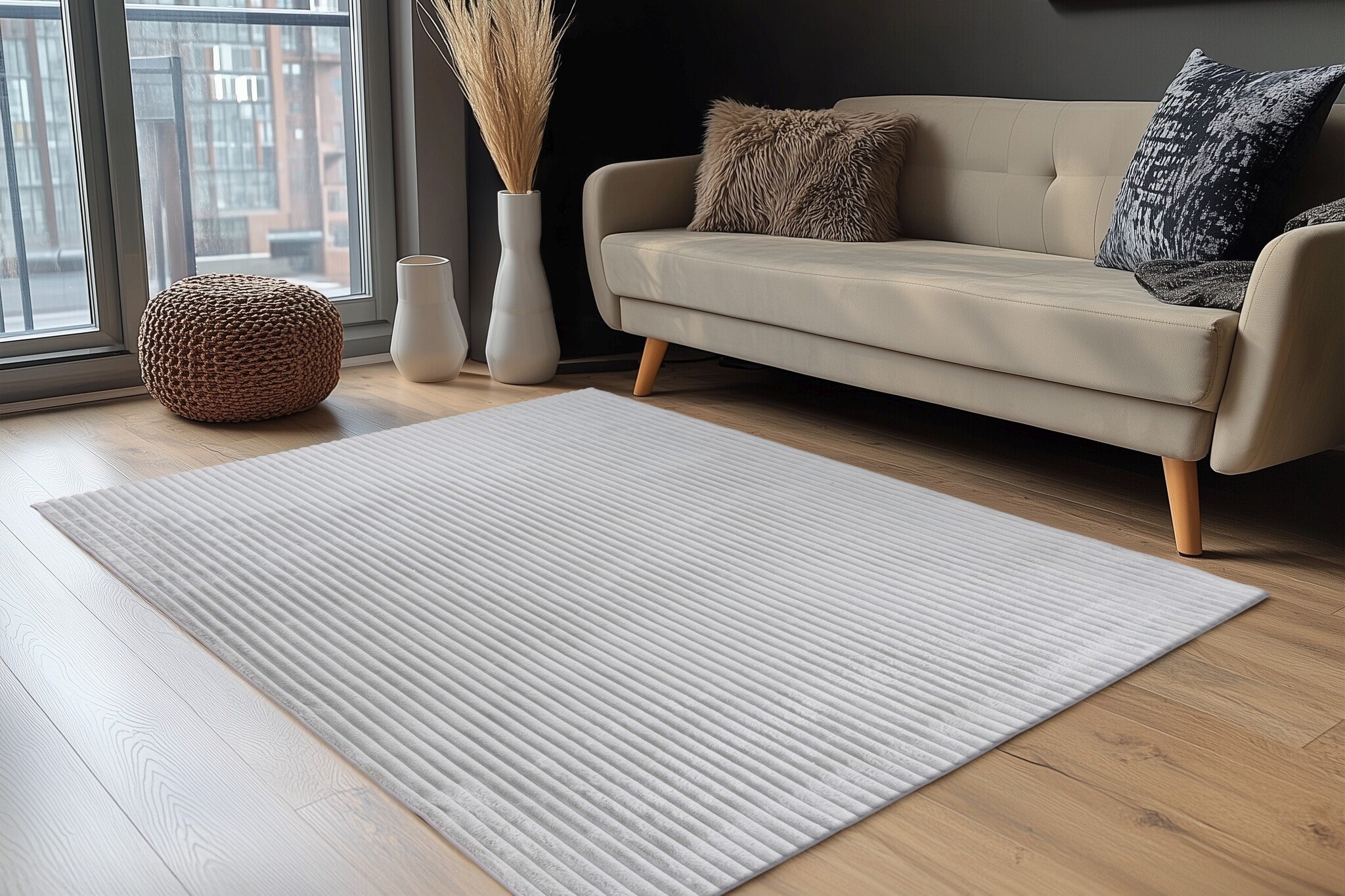 Plush Soft - Fluffy Vloerkleed - 3D Effect, Hoogpolig, 100% Polyester, Super Soft Touch - Zilver