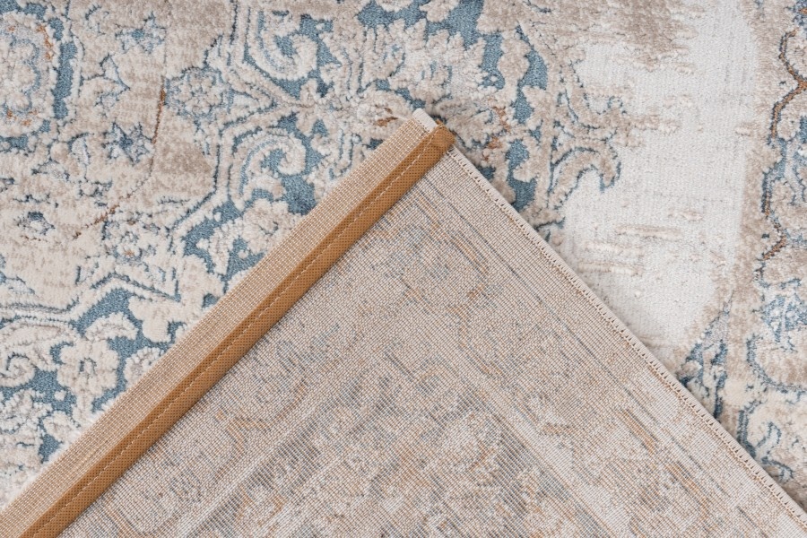 Paris Antik - Designer Vloerkleed - Laagpolig, Luxe 3D Effect, Velours, Polyester - Blauw Beige