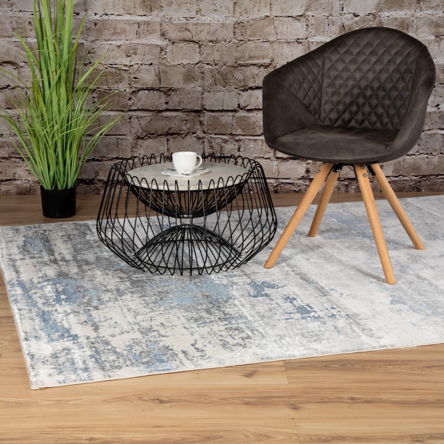 Paris Fashion Laagpolig Velvet Vloerkleed Blauw