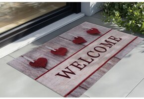 Wasbare Deurmat Binnen – Welcome – Anti-slip & Absorberend, Voor Hal of Entree - Rood