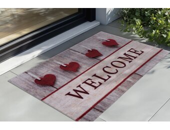 Wasbare Deurmat Binnen – Welcome – Anti-slip & Absorberend, Voor Hal of Entree - Rood