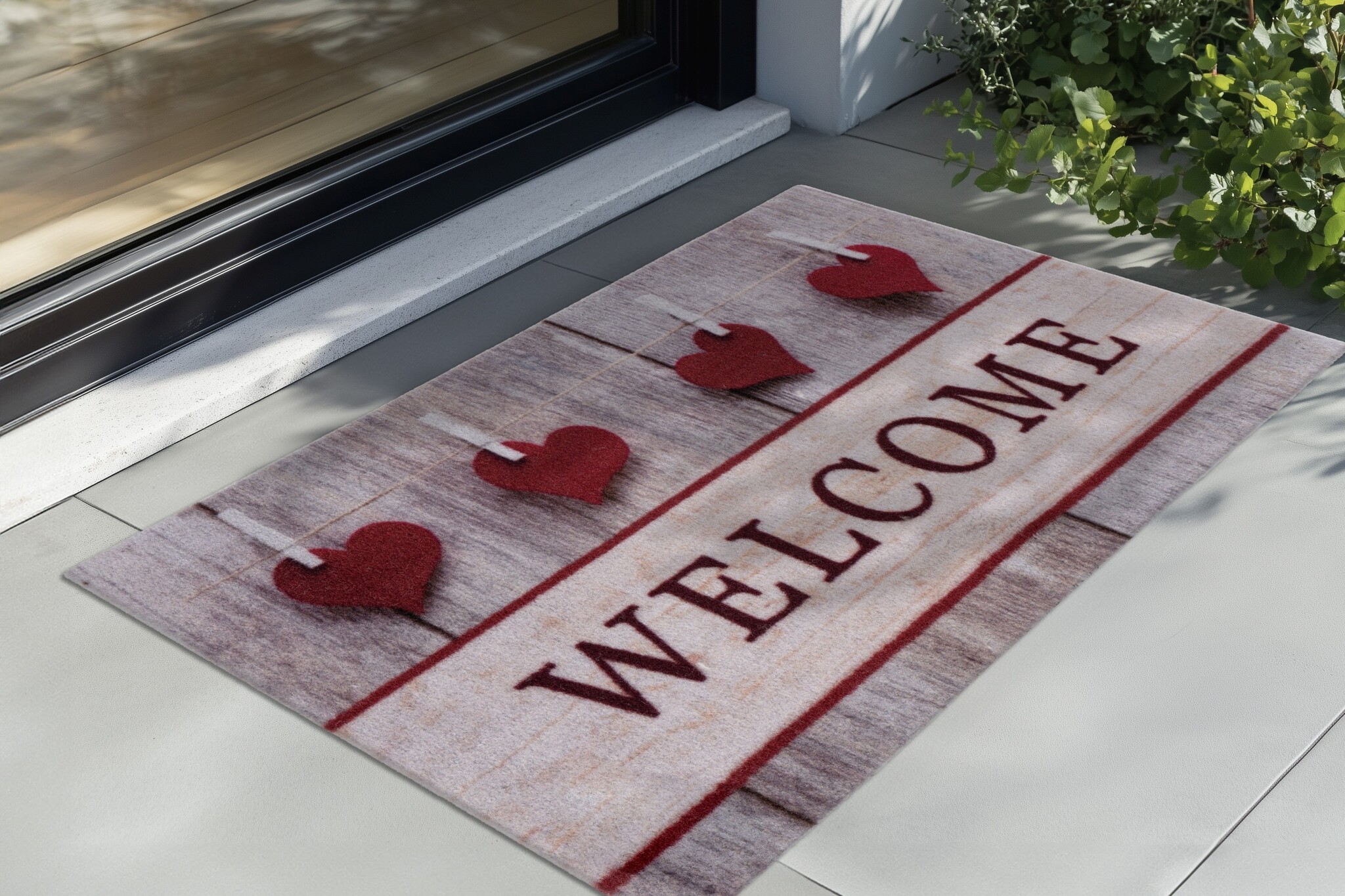 Wasbare Deurmat Binnen – Welcome – Anti-slip & Absorberend, Voor Hal of Entree - Rood
