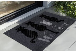 Wasbare Deurmat Binnen – Welcome – Anti-slip & Absorberend, Voor Hal of Entree - Grijs