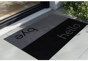 Wasbare Deurmat Binnen – Hello / Bye – Anti-slip & Absorberend, Voor Hal of Entree - Zwart
