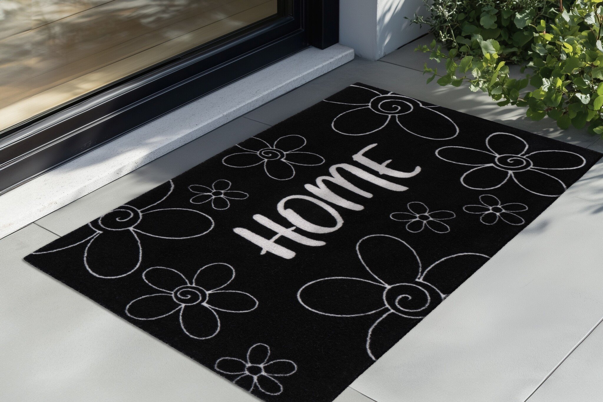 Wasbare Deurmat Binnen – Home – Anti-slip & Absorberend, Voor Hal of Entree - Zwart