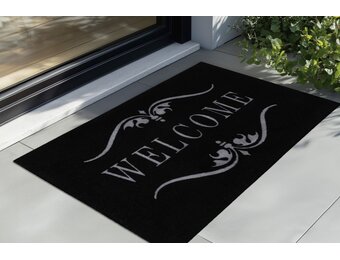 Wasbare Deurmat Binnen – Welcome – Anti-slip & Absorberend, Voor Hal of Entree - Zwart