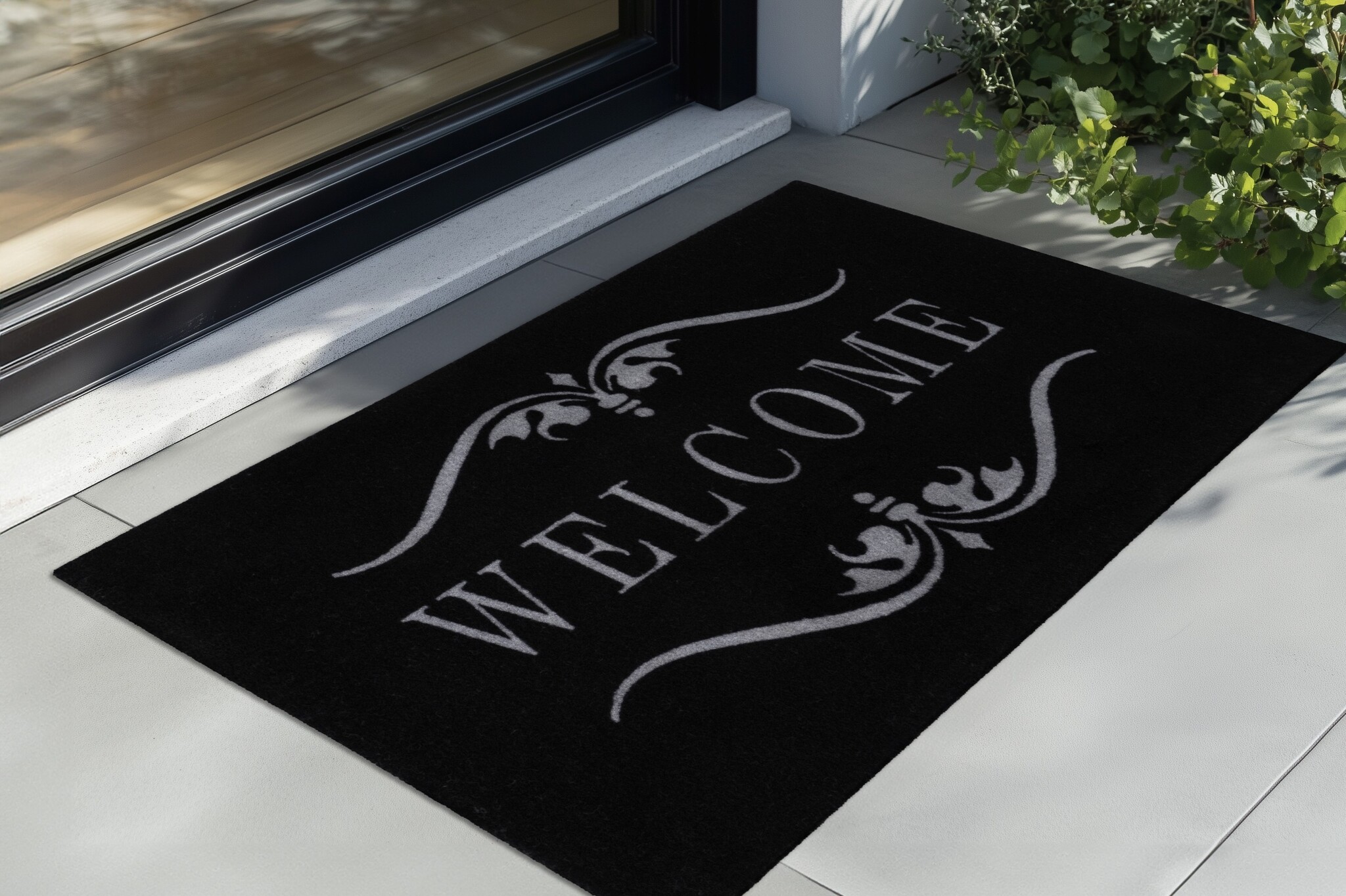 Wasbare Deurmat Binnen – Welcome – Anti-slip & Absorberend, Voor Hal of Entree - Zwart