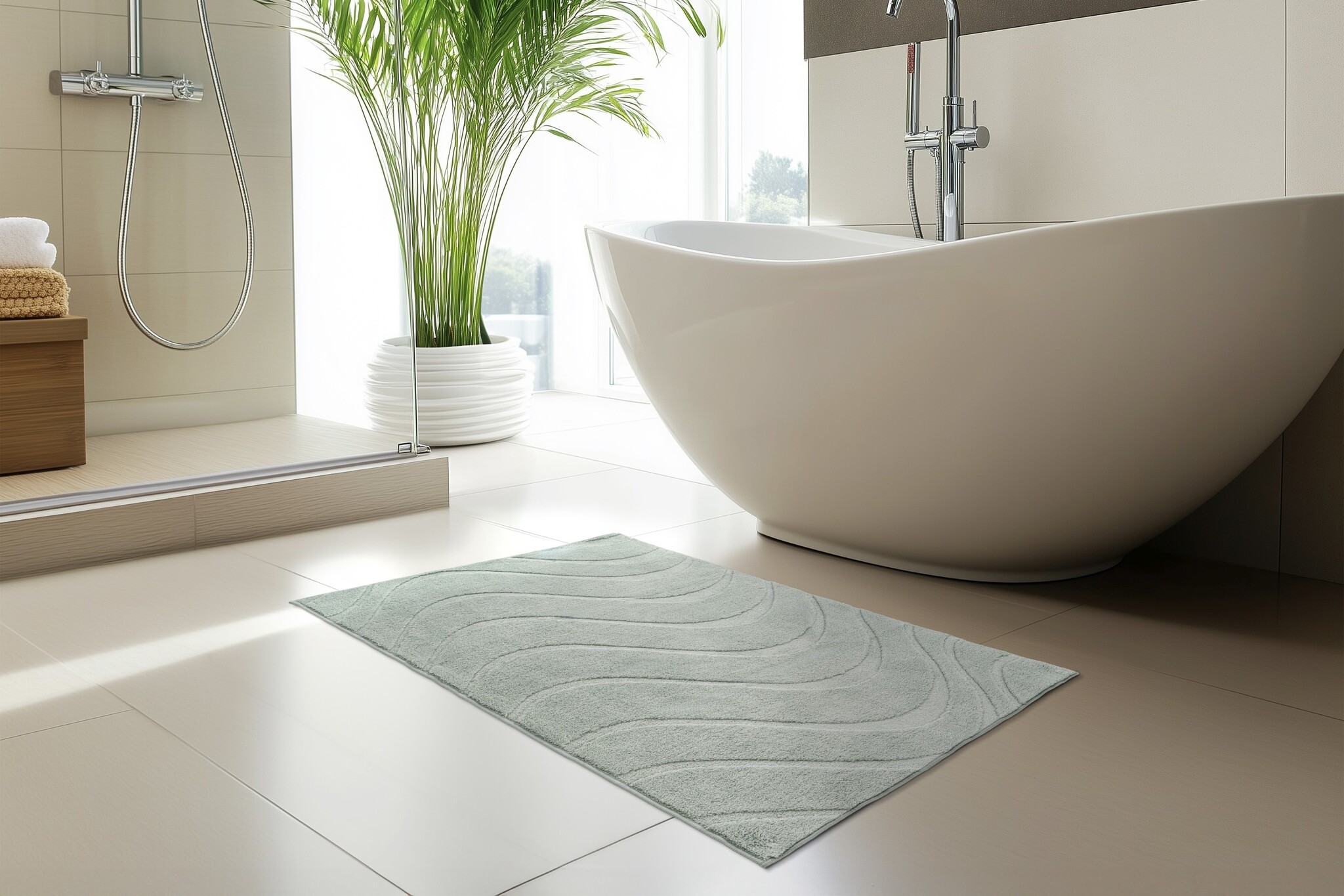 Lina Luxe Badmat – Fluffy - Hotelkwaliteit – Wasbaar & Anti-slip – 100% Polyester, Soft Touch – Groen