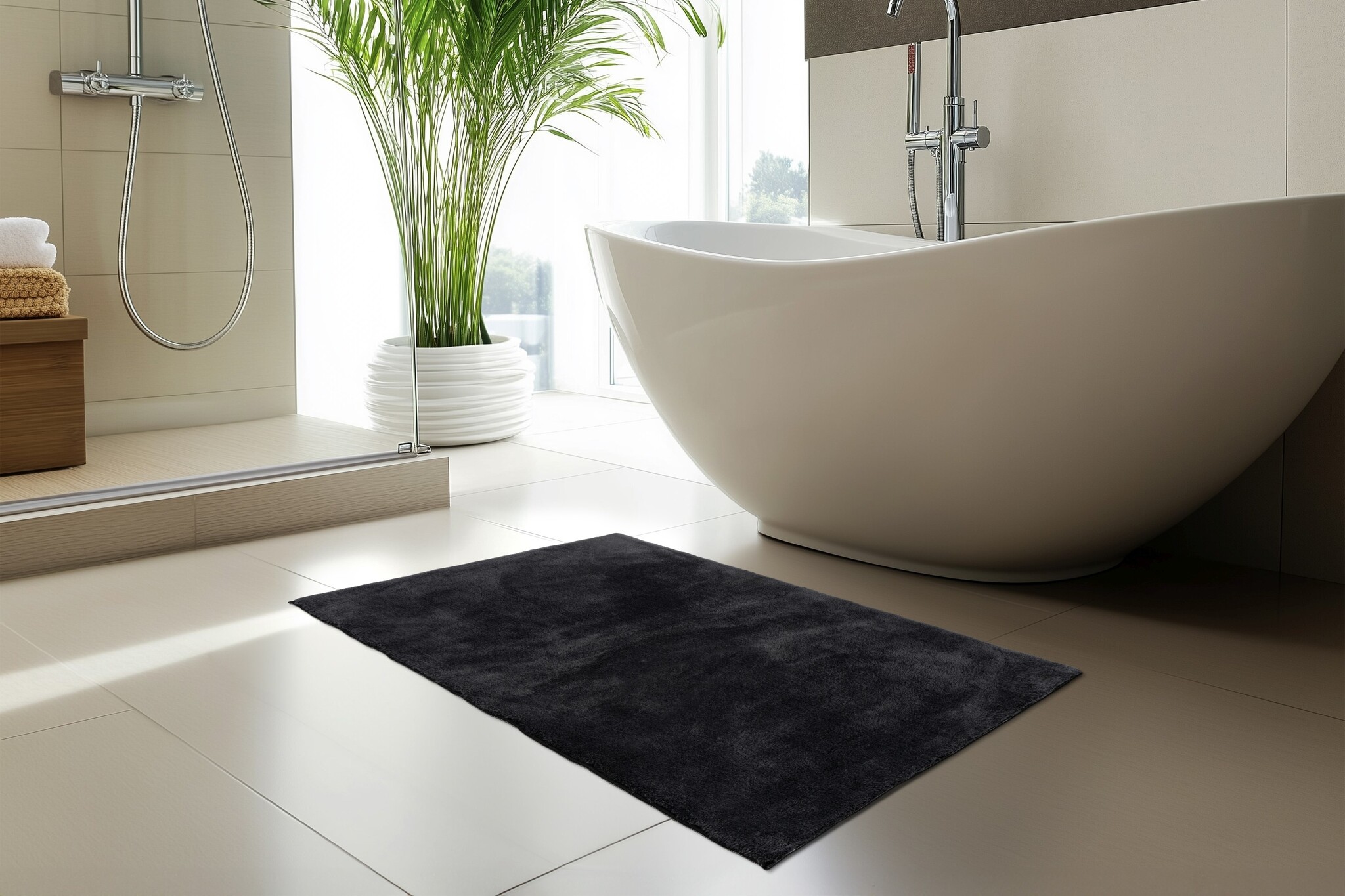Luxe Badmat – Fluffy - Hotelkwaliteit – Wasbaar & Anti-slip – 100% Polyester, Soft Touch – Grijs