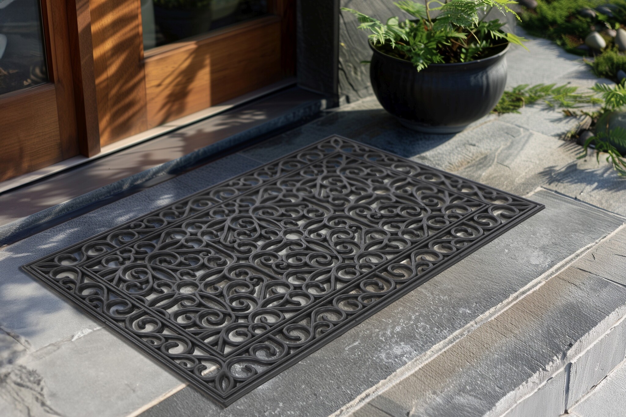 Lagos Rubber - Deurmat - Buitenmat – Zwart - Slijtvast & 100% Rubber