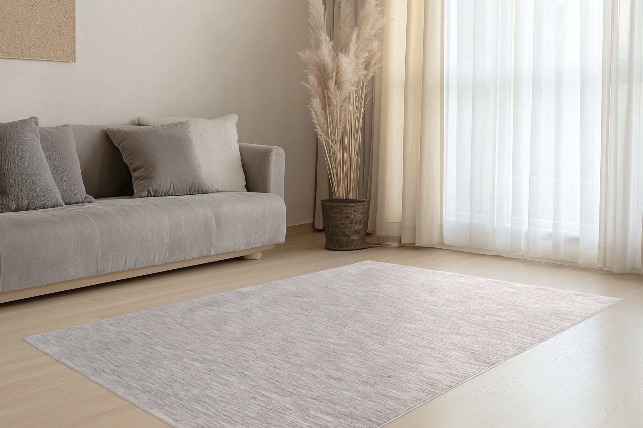 Pandora Soft - Uni Effen Vloerkleed - Laagpolig, 100% Polyester, Soft Touch, Franjes - Zilver Grijs