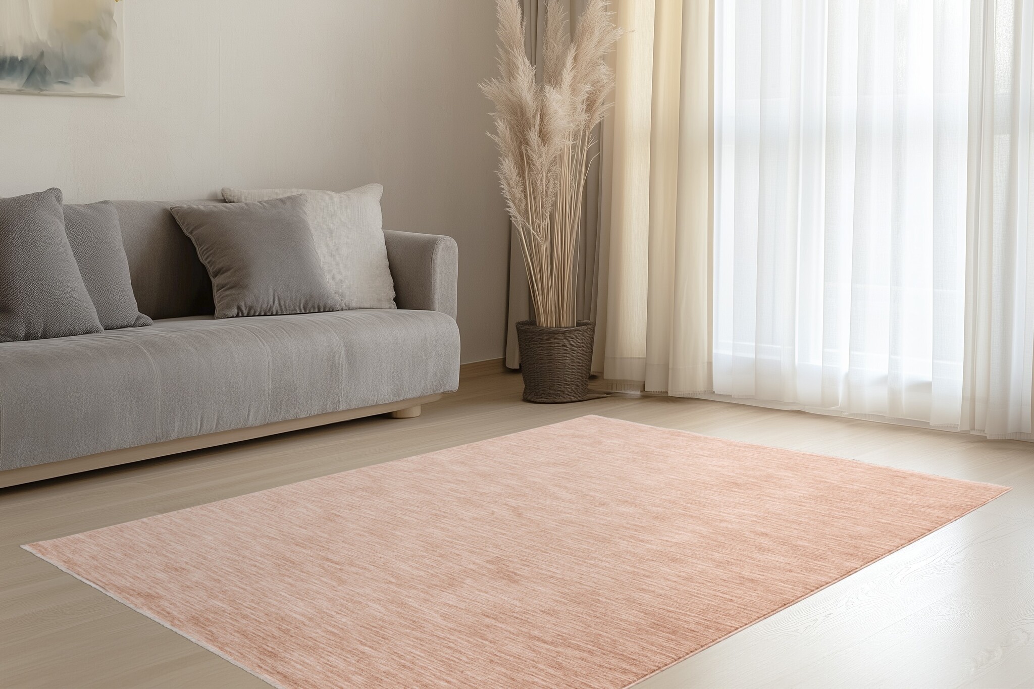 Pandora Soft - Uni Effen Vloerkleed - Laagpolig, 100% Polyester, Soft Touch, Franjes - Perzik Oranje