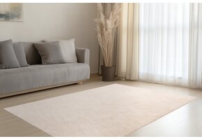 Pandora Soft - Uni Effen Vloerkleed - Laagpolig, 100% Polyester, Soft Touch, Franjes - Creme