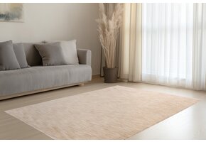 Pandora Soft - Uni Effen Vloerkleed - Laagpolig, 100% Polyester, Soft Touch, Franjes - Beige