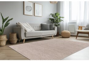 Lotus Home - Uni Modern Vloerkleed - 100% Polyester, Laagpolig, 3D Effect - Beige