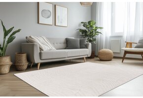 Lotus Home - Abstract Modern Vloerkleed - 100% Polyester, Laagpolig, 3D Effect - Creme