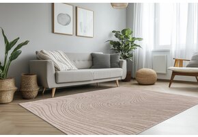Lotus Home - Abstract Modern Vloerkleed - 100% Polyester, Laagpolig, 3D Effect - Beige