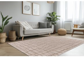 Lotus Home - Modern Vloerkleed - 100% Polyester, Laagpolig, 3D Effect - Beige