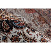 Dunya Klassiek Isfahan - Oosters Vloerkleed - Laagpolig, Wasbaar, Anti-Slip, 100% Polyester - Creme Multi
