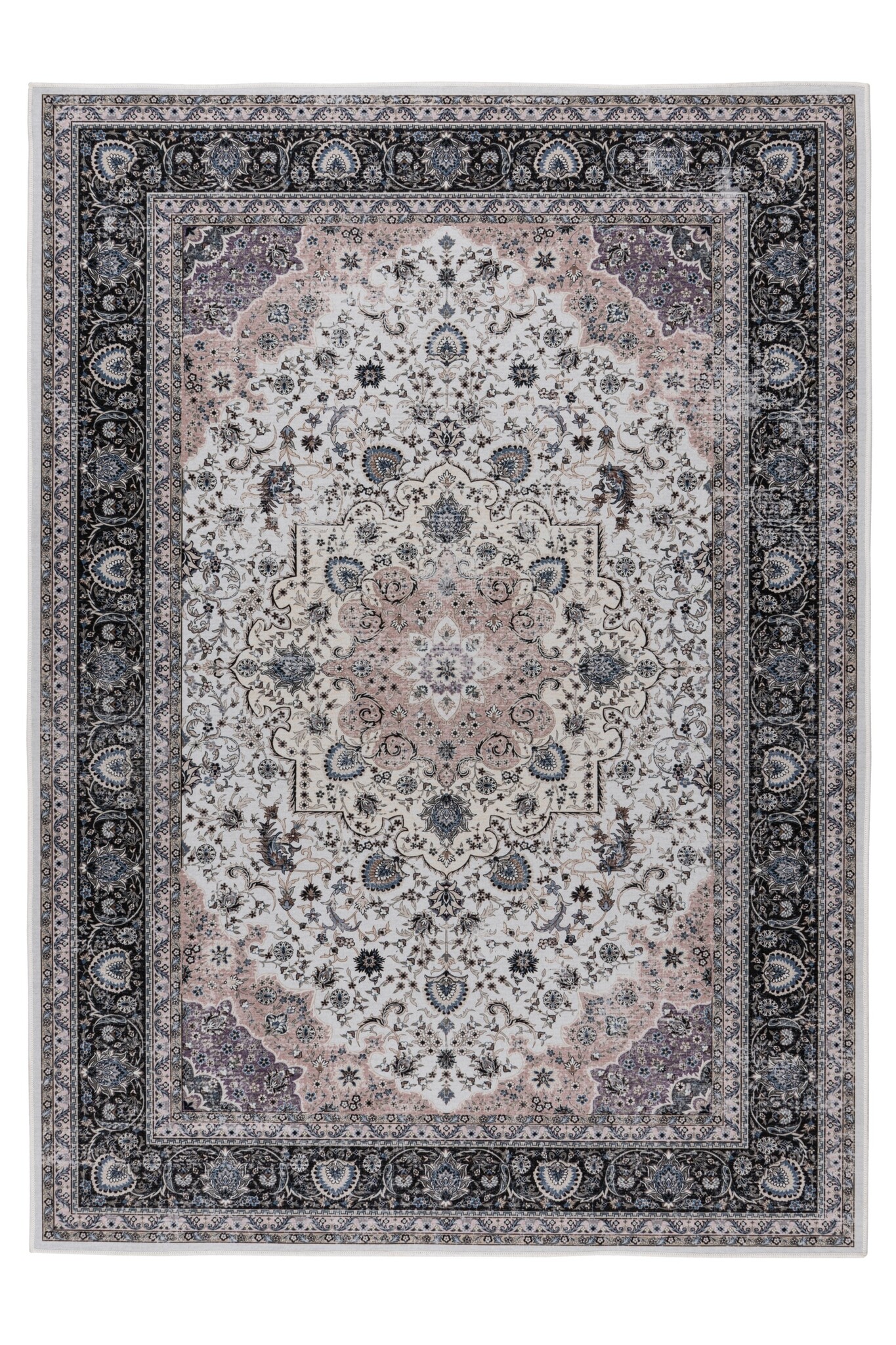 Dunya Klassiek Nain - Oosters Vloerkleed - Laagpolig, Wasbaar, Anti-Slip, 100% Polyester - Creme