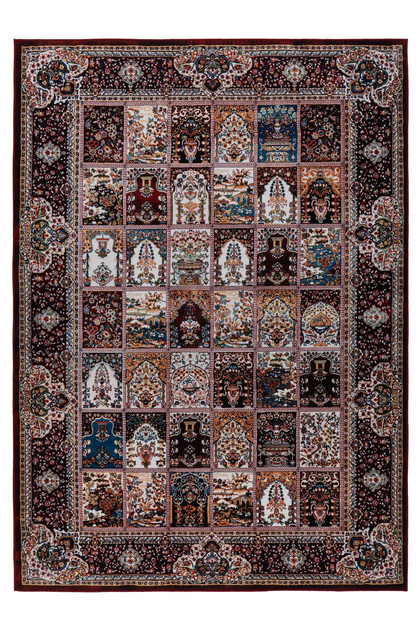 Dunya Klassiek 1001 - Oosters Vloerkleed - Laagpolig, Wasbaar, Anti-Slip, 100% Polyester - Rood